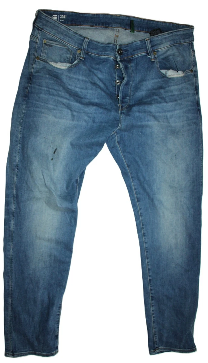 Jean G-Star Pour Homme Taille 48 (W38 L32) - Bleu Coupe Droite - Très Bon état