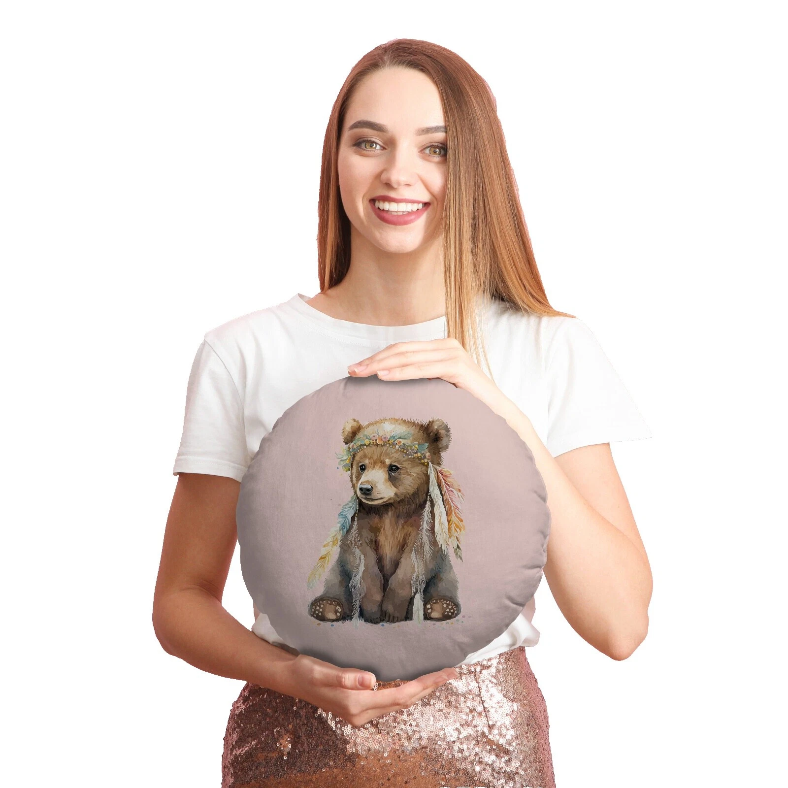 100% Polyester Polka Dot Round Home Décor Pillows