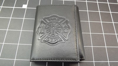 Genuine Leather /"FIREMAN-FIREFIGHTER/" BILLFOLD WALLET BLACK BRAND NEW