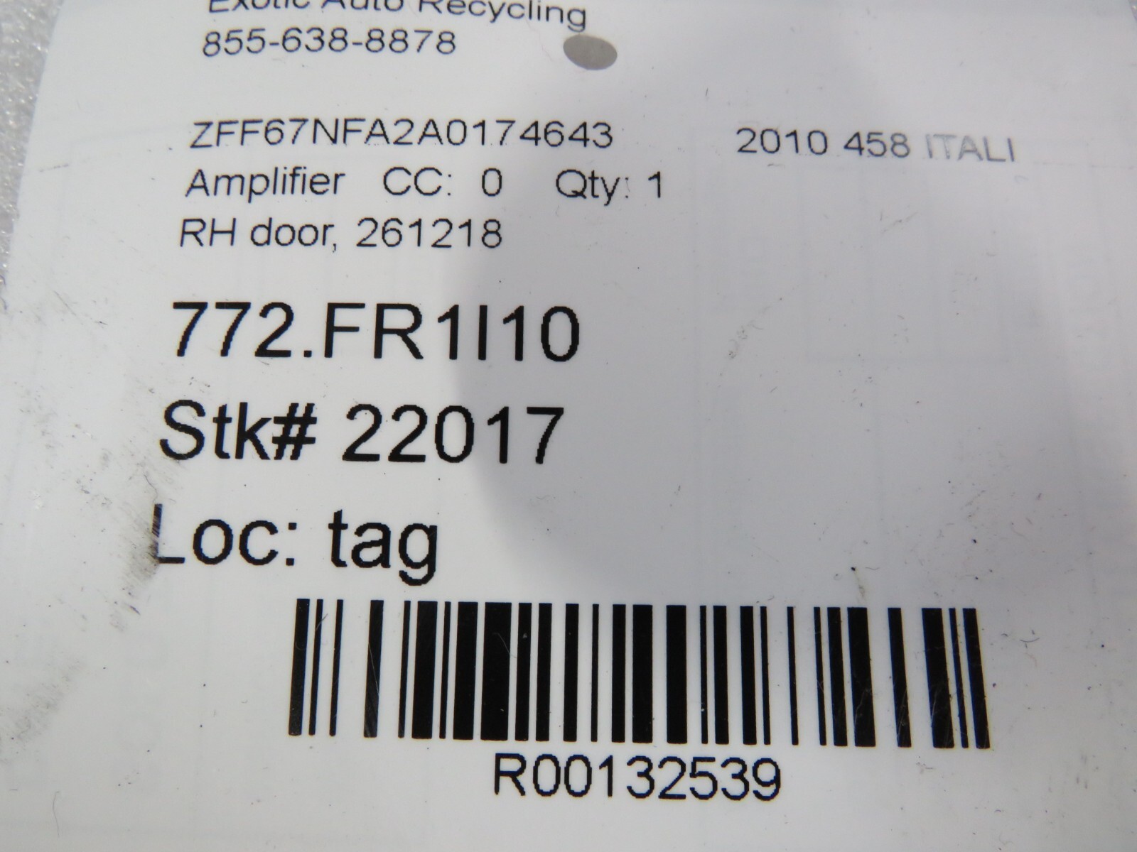 Ferrari 458 Italia, Volumetric Sensor Module, Used, P/N 261218