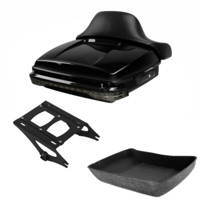 Chopped Trunk Backrest LED Light Mount Rack Fit For Harley Road Glide 14-25