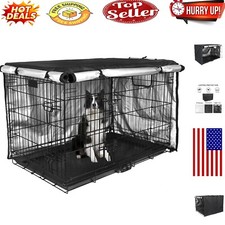 42-Inch Waterproof Dog Crate Cover with Vent for Comfort  Privacy - Black