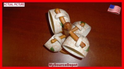4,SUN FLOWER TEA CUPS, WITH 8'' STAND,