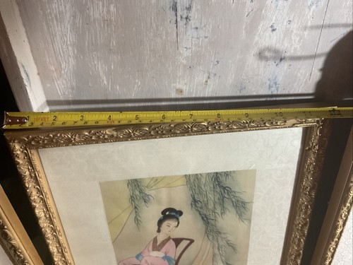 3 X HANDMALEREI AUF SEIDE - CHINESISCHE BILDER, 2 GLASIERT, TEILWEISE VERZOGEN, SIEHE BILDER - Bild 15 von 24