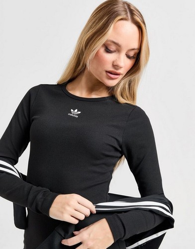 NWT adidas Originals Women's Essential Ribbed Long Sleeve Dress Black IY9657 - Picture 6 of 6