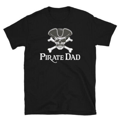 Pirate Dad T-shirt, Captain Dad Funny Father's Day Jolly Roger Skull Skeleton 