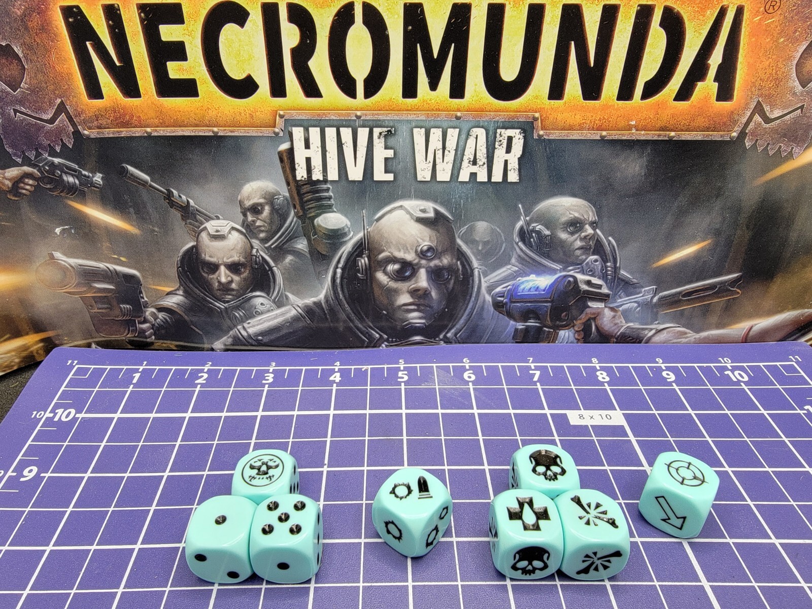 Necromunda Teal & Black Dice Set -  Ammo Injury Scatter Die D6  Warhammer 40k