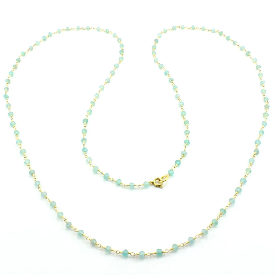 Collar apatita natural piedras preciosas facetadas cuentas cadena joyería hecha a mano Foto 2 de 2