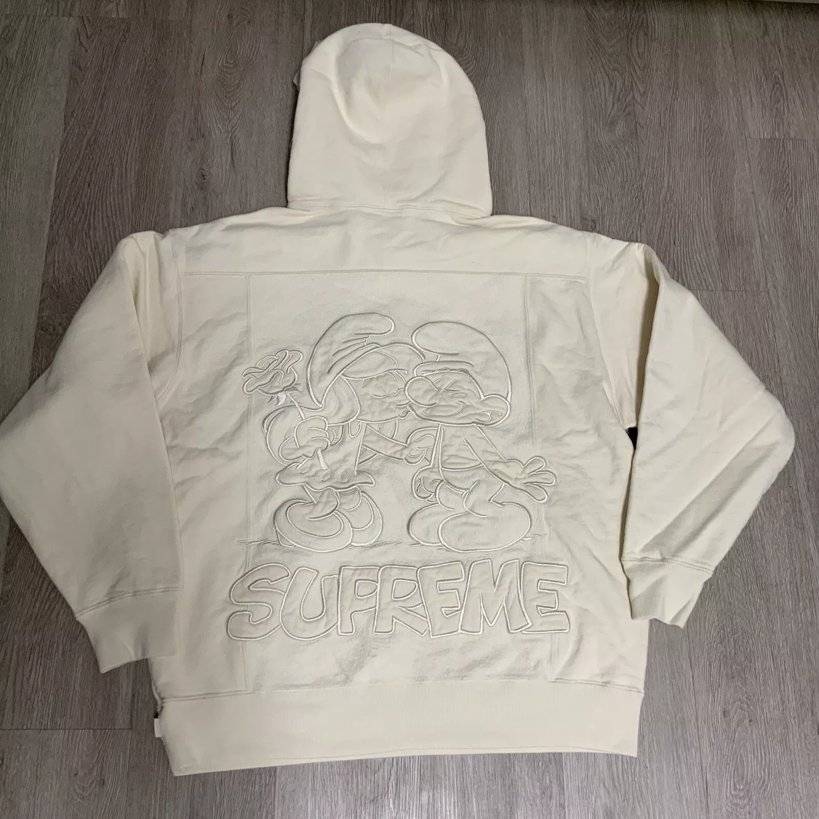 Sweat shirt à capuche Supreme Schtroumpfs (naturel) taille moyenne