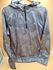 CHAMPION GRAY AUTHENTIC ATHLETIC WEAR YOUTH Sz Med Hoodie Sweatshirt 1/4 Zip EUC
