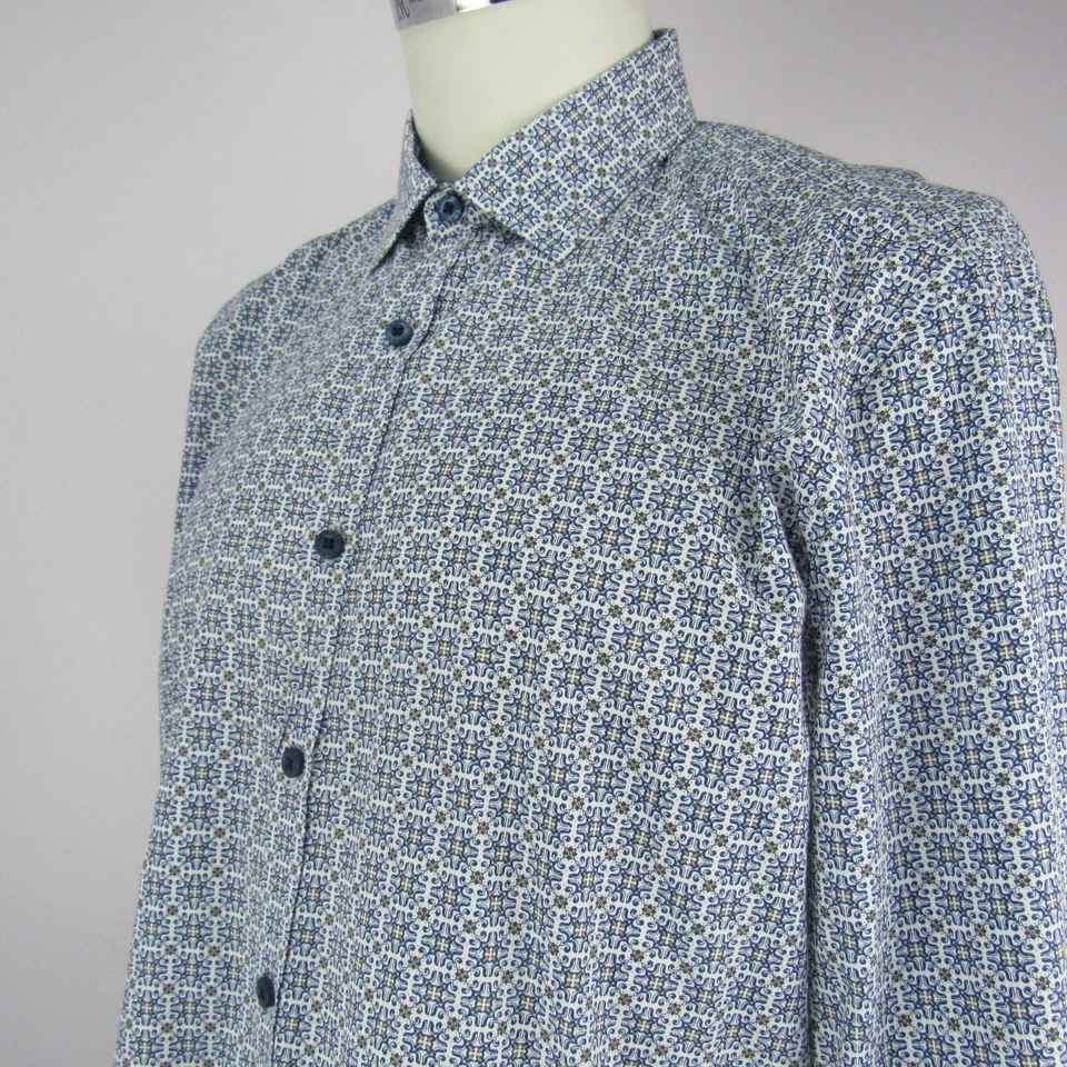 Camisa de vestir John Lennon manga larga con botones para hombre talla XL psicodélica geométrica Foto 3 de 4