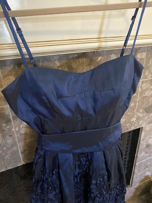 B Darlin Navy Blue Appliqud Ribbon Fit & Flare Party Homecoming Dress Sz  9/10 | eBay