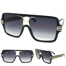 Men's Classic Vintage Retro Hip Hop Rapper Style SUN GLASSES Large Black Frame