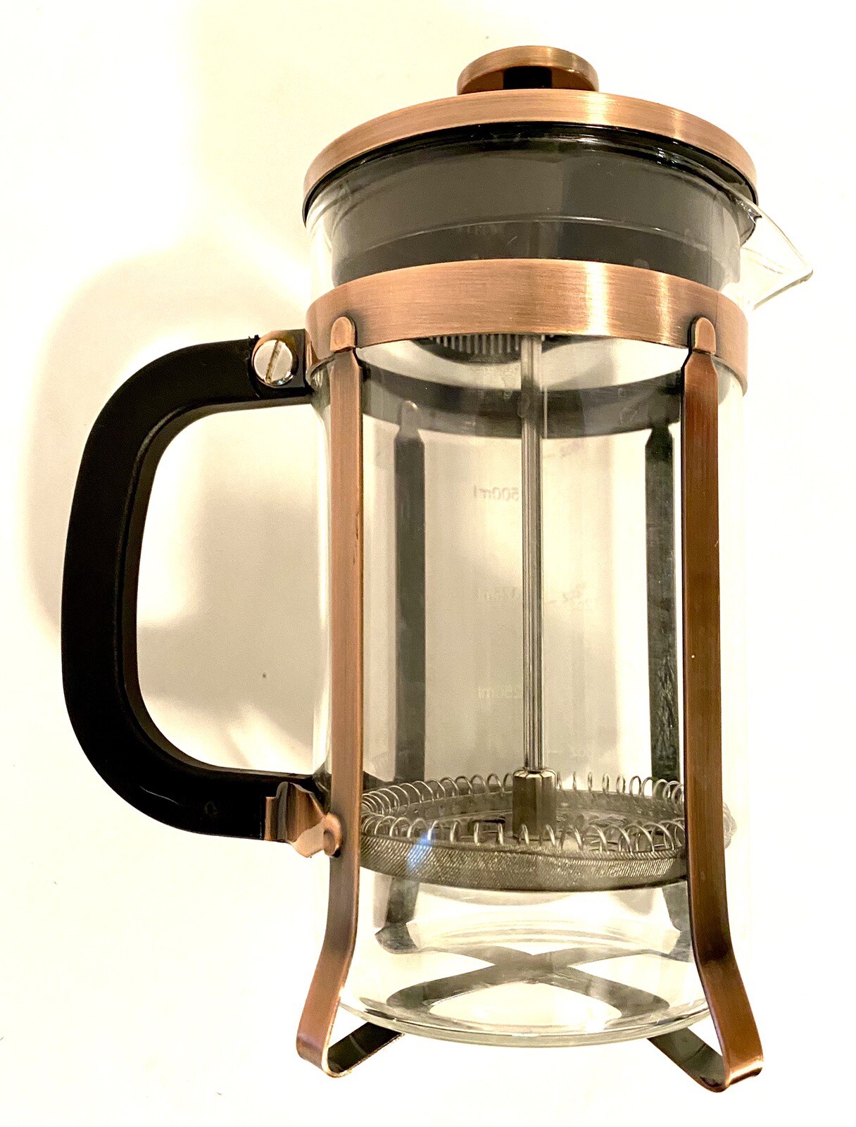 QUQIYSO French Press 21 oz Coffee Maker Copper Color Excellent Used