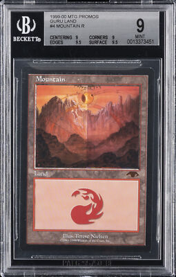 MTG Guru land山 1999-00 MAGIC: THE GATHERING PROMOS GURU LAND, R #4 MOUNTAIN BGS 9