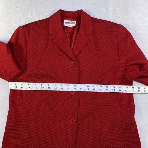 Pendleton Blazer Womens 12 Jacket 90s VTG Red Waffle Weave Cotton CareerCore - Picture 6 of 18
