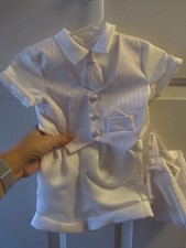 Baby boy christening outfit size 6-9 months, white, new, shorts, vests, tie
