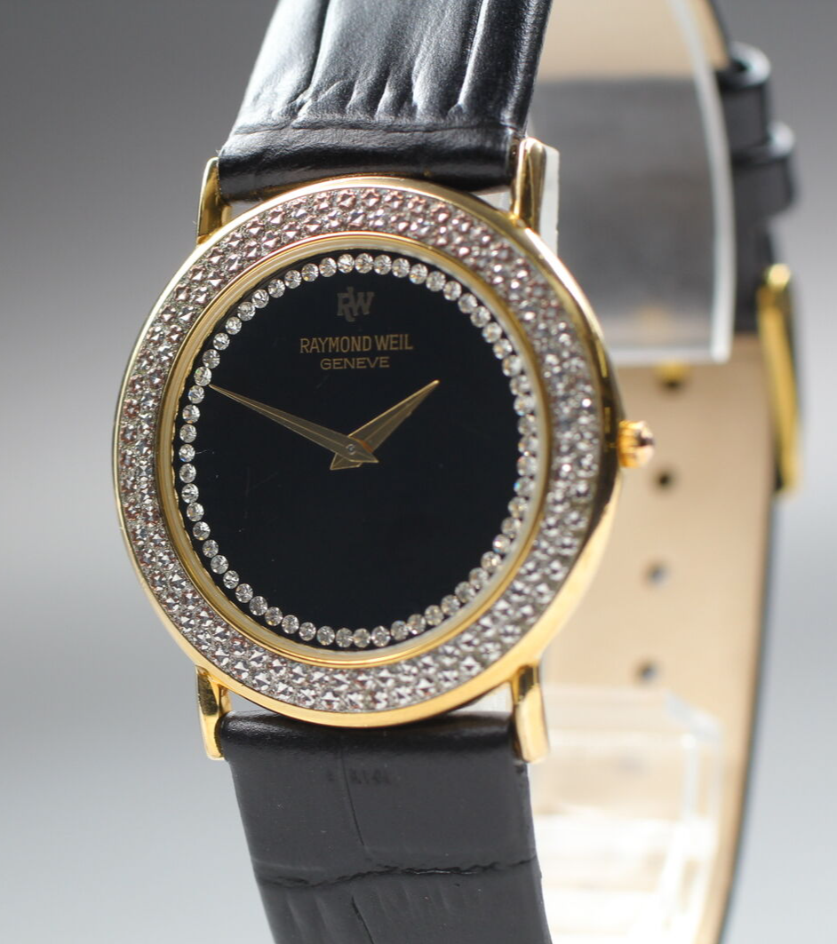 Raymond Weil 5835 Ladies Quartz Watch Black Dial 18K GP Swiss Made