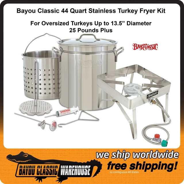 Big Oversized Turkey Fryer Complete Stainless Steel Kit 25+ LB Bayou