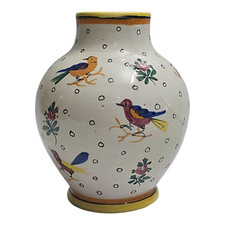 BOCCIA IN MAIOLICA POLICROMA, FORNACE DI CASTELLI VASO PORTA FIORI SOPRAMMOBILE
