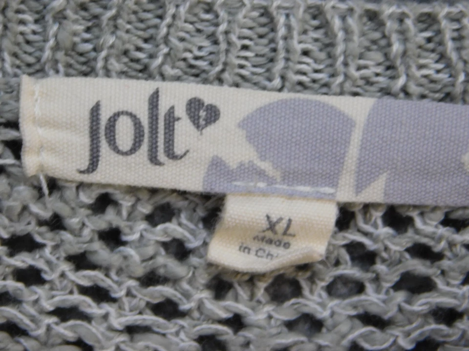 Jolt 毛衣女式 XL 灰色 Heather 长袖透明背面 — 第 3/4 张图片