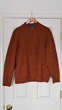 LL Bean 1/4 Zip Shetland Wool Sweater - Orange - Men's Large Regular