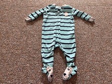 Carter's Boys Blue Striped Polar Bear Fleece Sleeper 6M
