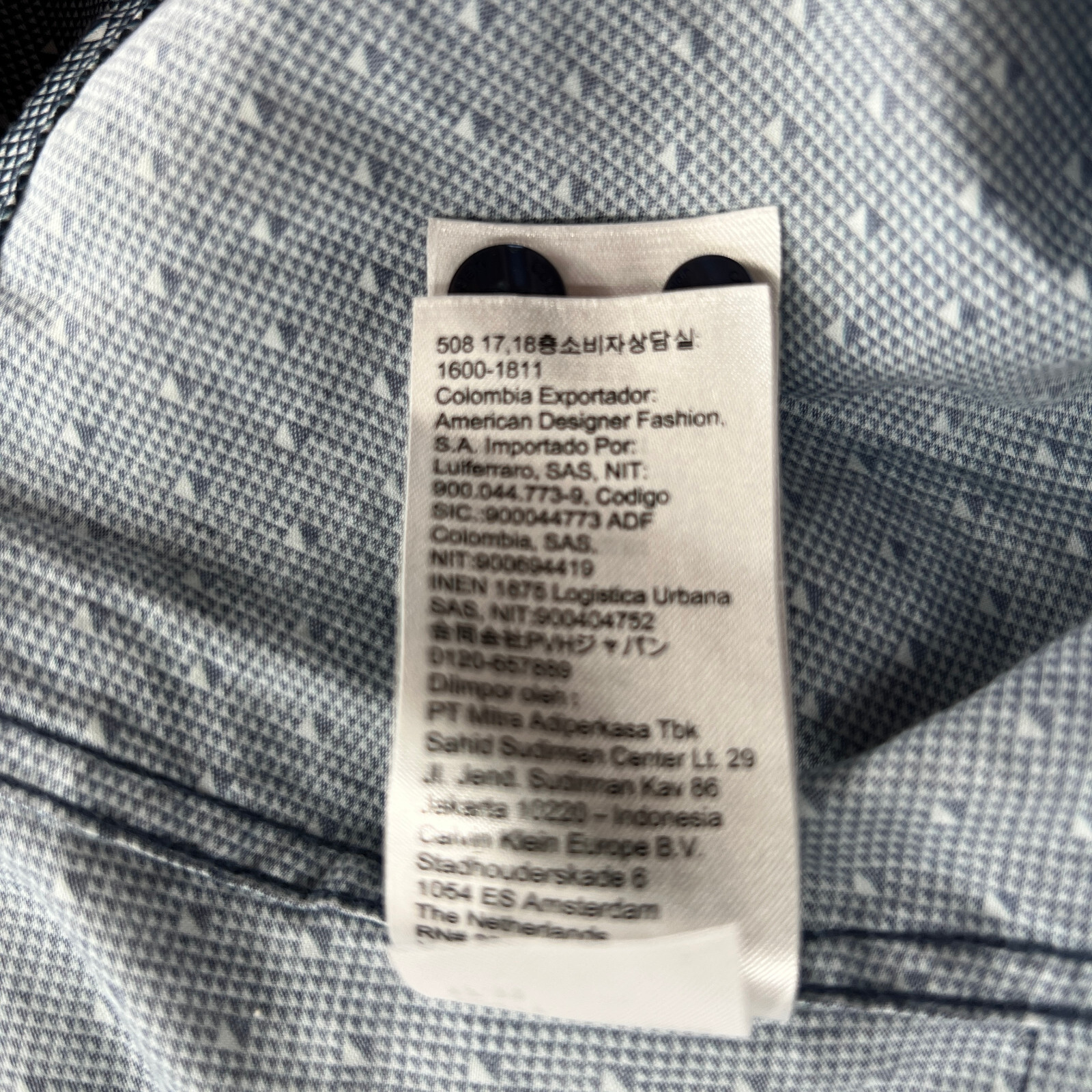 Calvin Klein Slim Fit Men's Size L Blue Geometric Long Sleeve Casual Shirt thumbnail 6