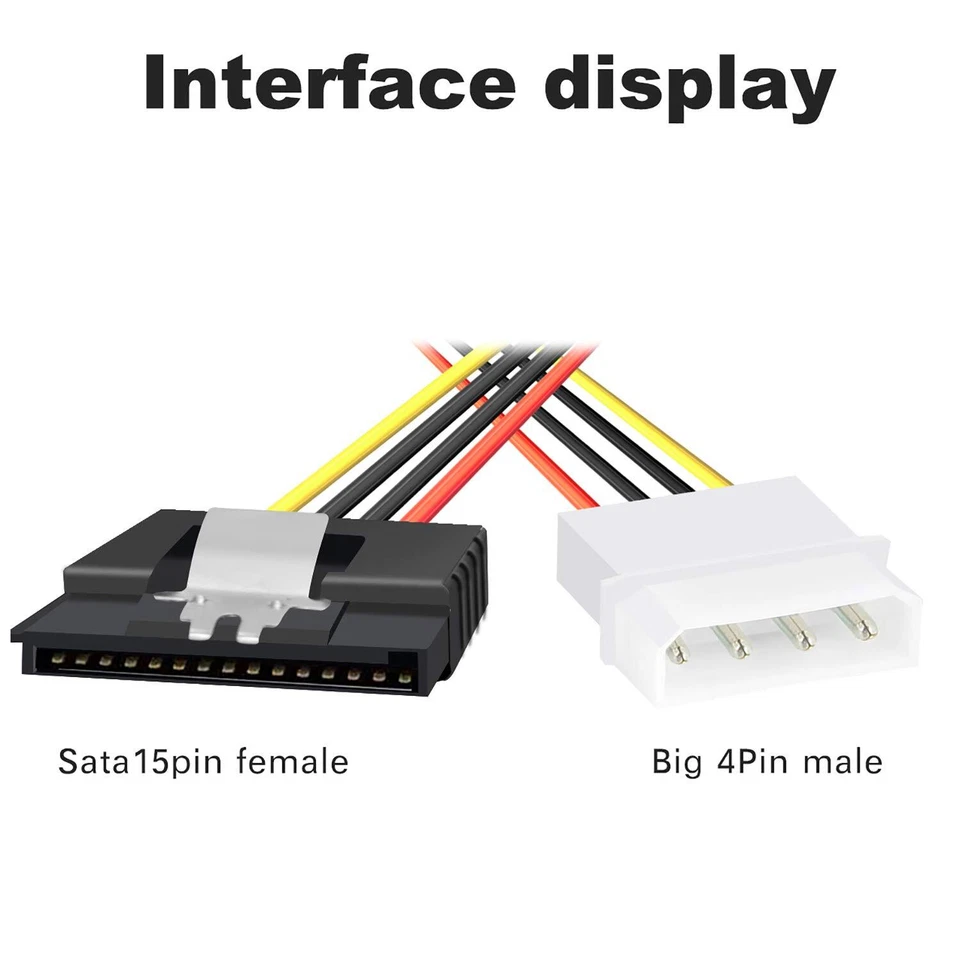 4 Pin Molex to SATA Power Cable Molex IDE 4-pin Male to Sata 15-pin Female Po... - Image 2 of 4