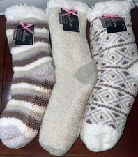 NWT NEW Women's Cuddl Duds Sherpa Lined Lounge Socks Set Of 3 Size 4-10