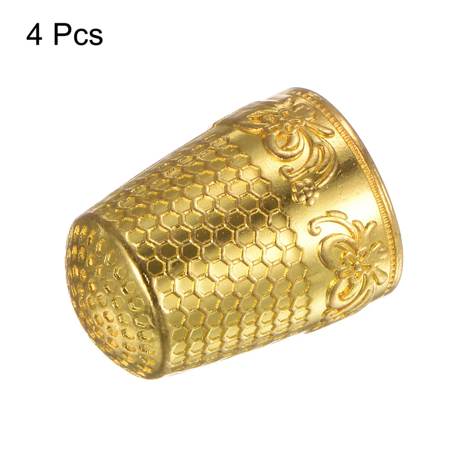 4pcs Sewing Thimble Copper Sewing Thimble Finger Protector, Golden Foto 3 de 4