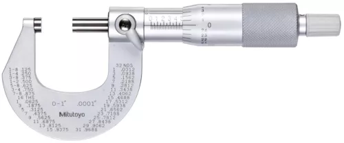 Mitutoyo 101-113 Outside Micrometer, Satin-Chrome Finish, Ratchet Stop, 0-1" NIB