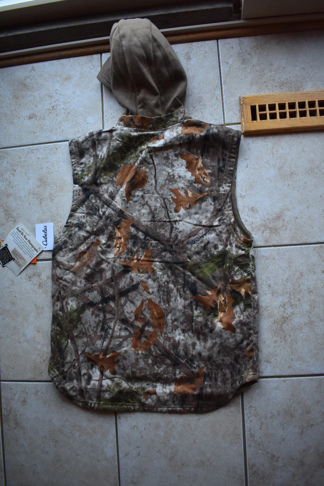 New Youth Extra Large Cabelas Zonz Woodland Camo Hunting Hooded Vest XL Free Shp - Image 4 of 4