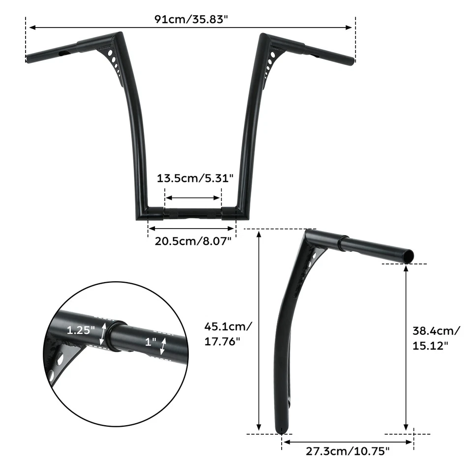 Manillar de elevación de 18" 1 1/4" barra de grasa de suspensión apta para Harley Sportster FXST FLST EE. UU. Foto 2 de 4