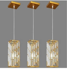 Gold Pendant Lighting Modern Pendant Light, Mini Crystal Chandeliers, 3 Pack