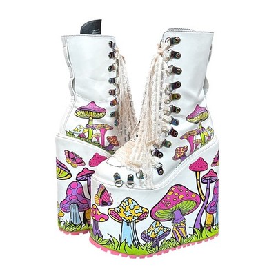 Current Mood Psychedelic Fairytale Double Stack Traitor Boots - White - 6M