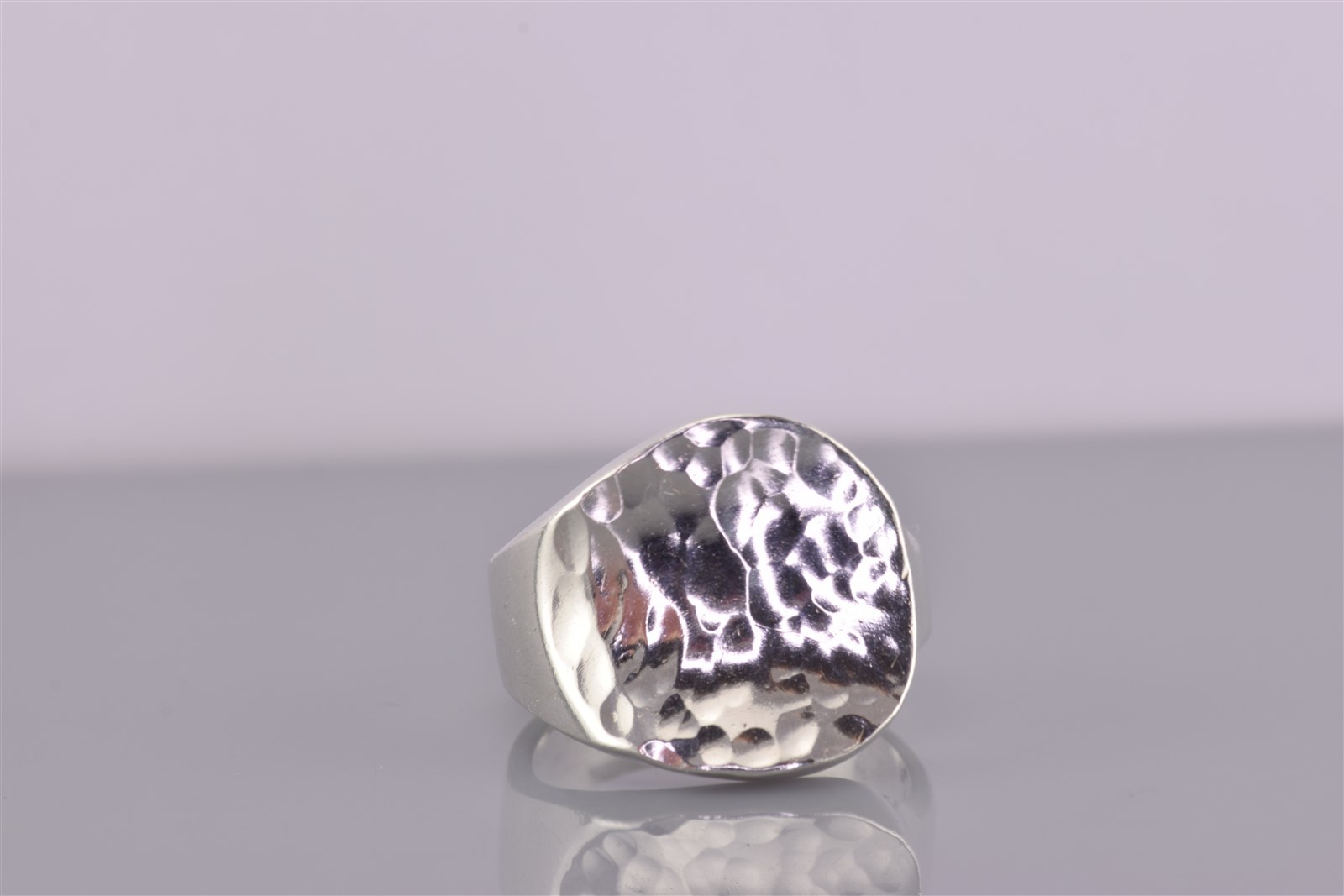 Sterling Silver 17mm Solid Hammered Texture Conca… - image 1