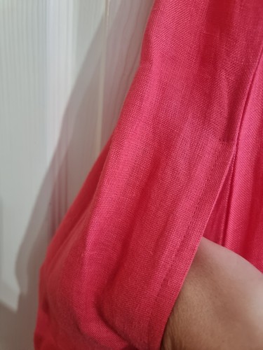 Vestido Solero Aspiga %100 Lino Coral Crochet Ribete Encaje Nuevo Talla Grande - Imagen 6 de 8