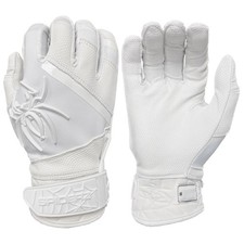 Spiderz 2025 PRO PREMIER Adult Baseball/Softball Batting Gloves, White/White XXL
