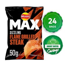 Walkers Max Crisps Sizzling Flame Grilled Steak Flavour 24 x 50g Short Dated