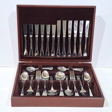 John Lewis Canteen of Cutlery 44 Pieces Stainless Steel Japan Set in Wooden Box