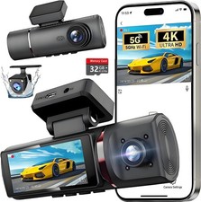 3 Channel 4K Dash Cam Front, 1080P Dash Camera Rear and Inside for Cars with ...
