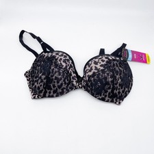 Maidenform Women's Underwire Demi Bra Smoothing Lace-trim Animal Print Bra 34D