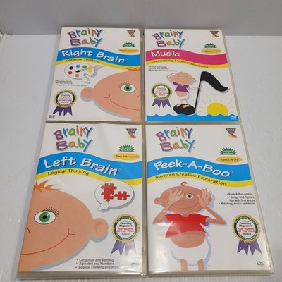 Brainy Baby | 4 DVD | Right Brain, Left Brain, Music, Peek A Boo | Educational
