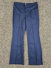 Nine West Womens Sz L Kick Flare Leg Dress Pants Blue Front Seam