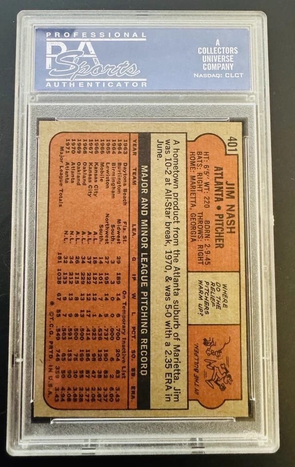 1972 Topps - Jim Nash #401 - Image 2 of 2