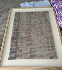 Framed Abstract Textile Art Portrait Print on Paper, Single Piece Wall Decor