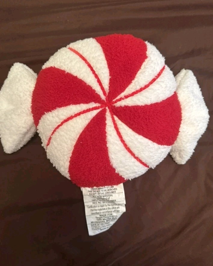 New Target Wondershop Christmas Peppermint Candy Plush Throw Pillow