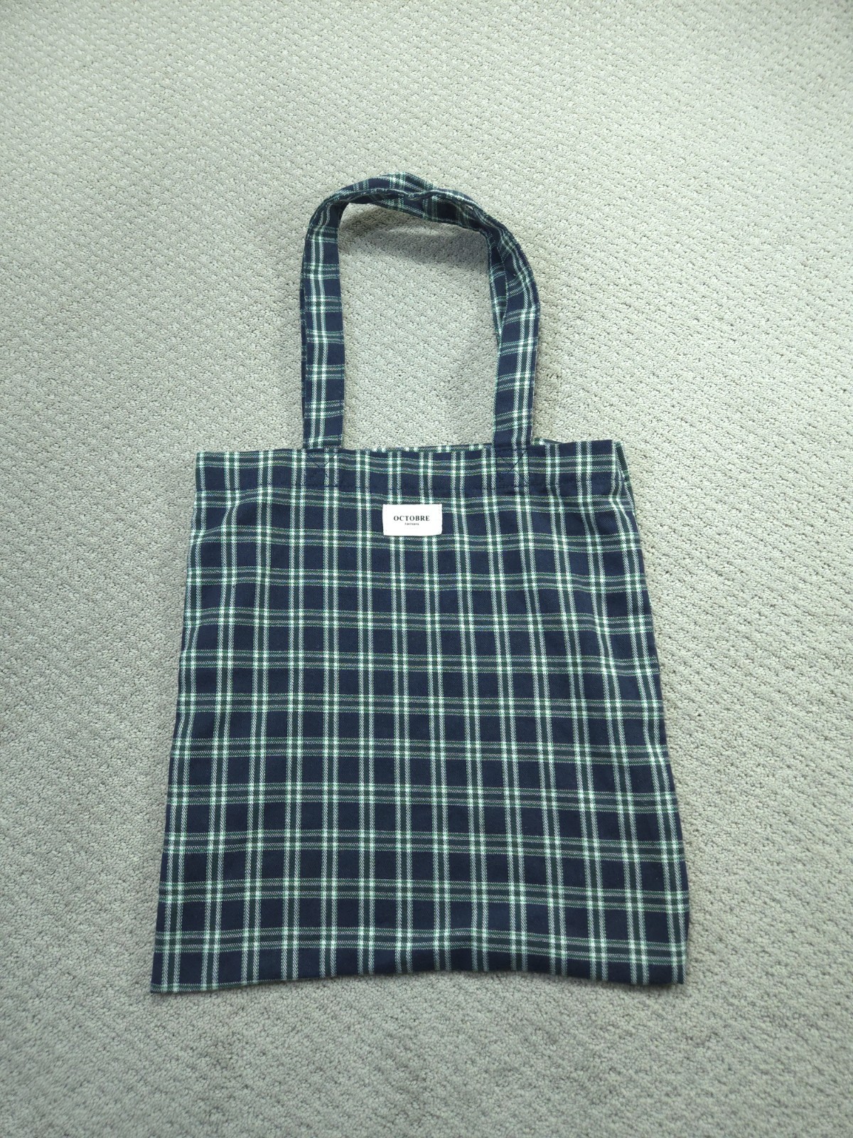 Octobre Editions Tote Bag Plaid Navy Green Black Watch Tartan Shopper Paris