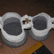 (2-Pk) Litton Lane Bohemian Storage Basket Polyester 13" and 12" 98891 